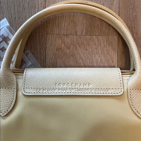 NIB Longchamp Small Le Pilage Green Recycled Canvas Top with Handle Bag (Wheat) - Picture 11 of 12